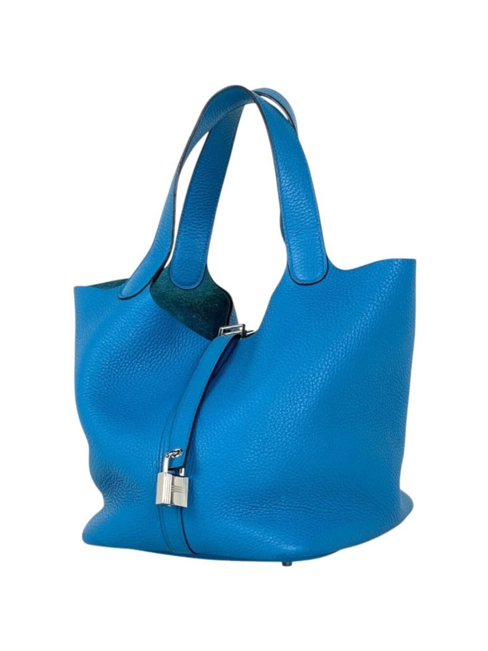 Hermes Picotin Lock MM Handbag Taurillon Clemence Turquoise